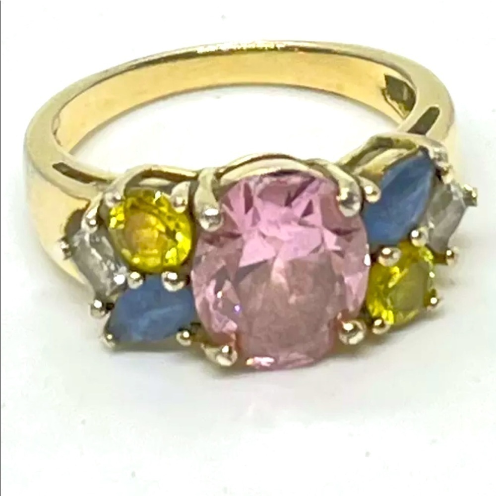 Vintage Gold Plate Ring Birthstone Size 7